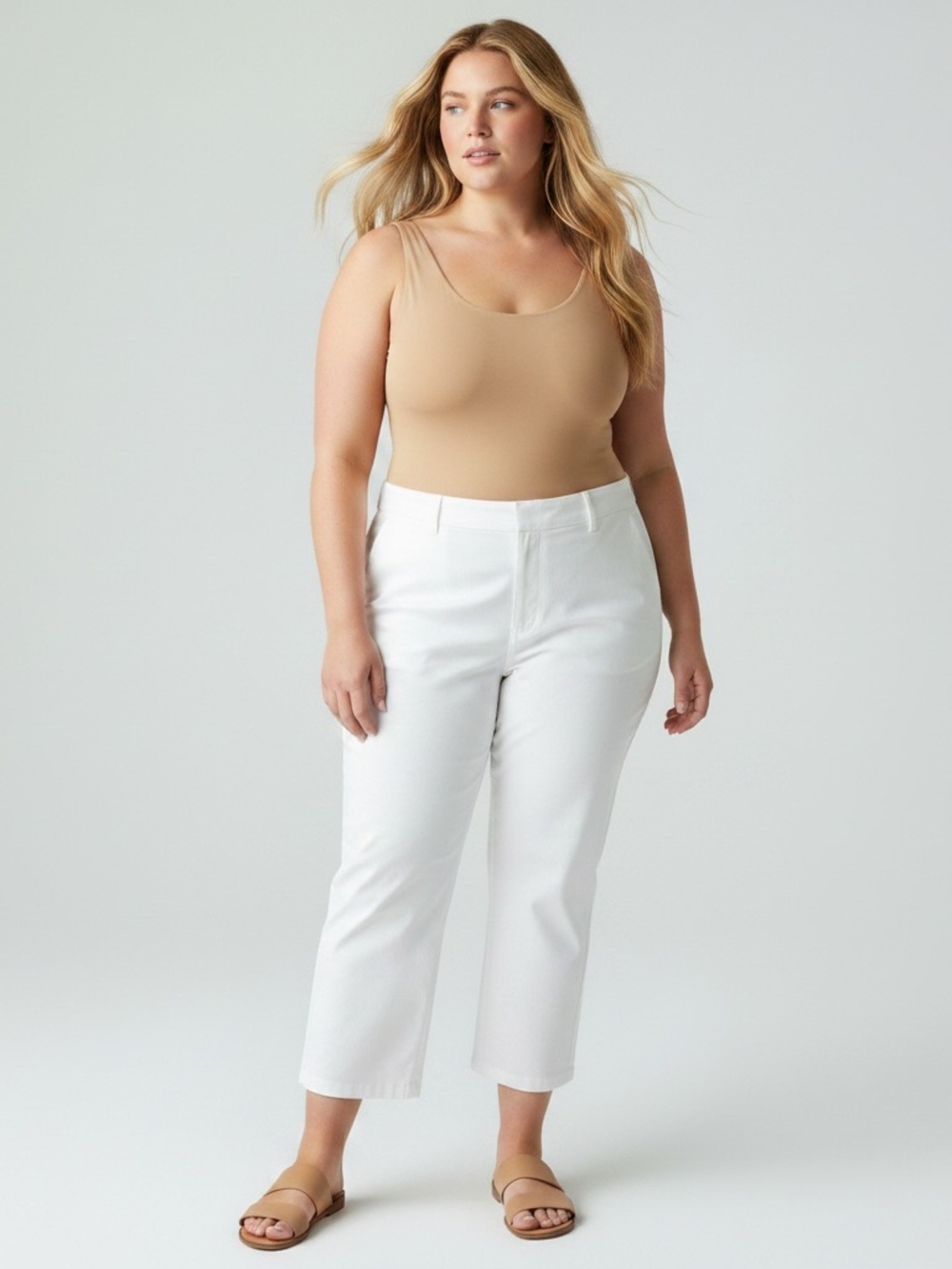 LANDS' END White Cropped Straight Leg Pants